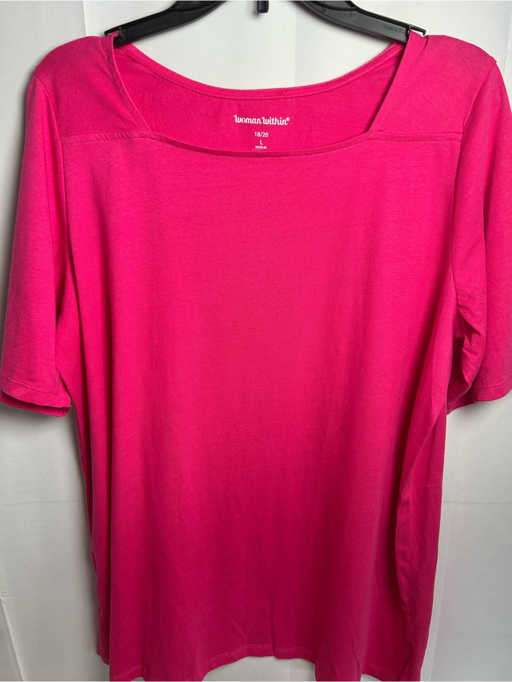 Woman Within Hot Pink Scoop Neck Short Sleeve Tee